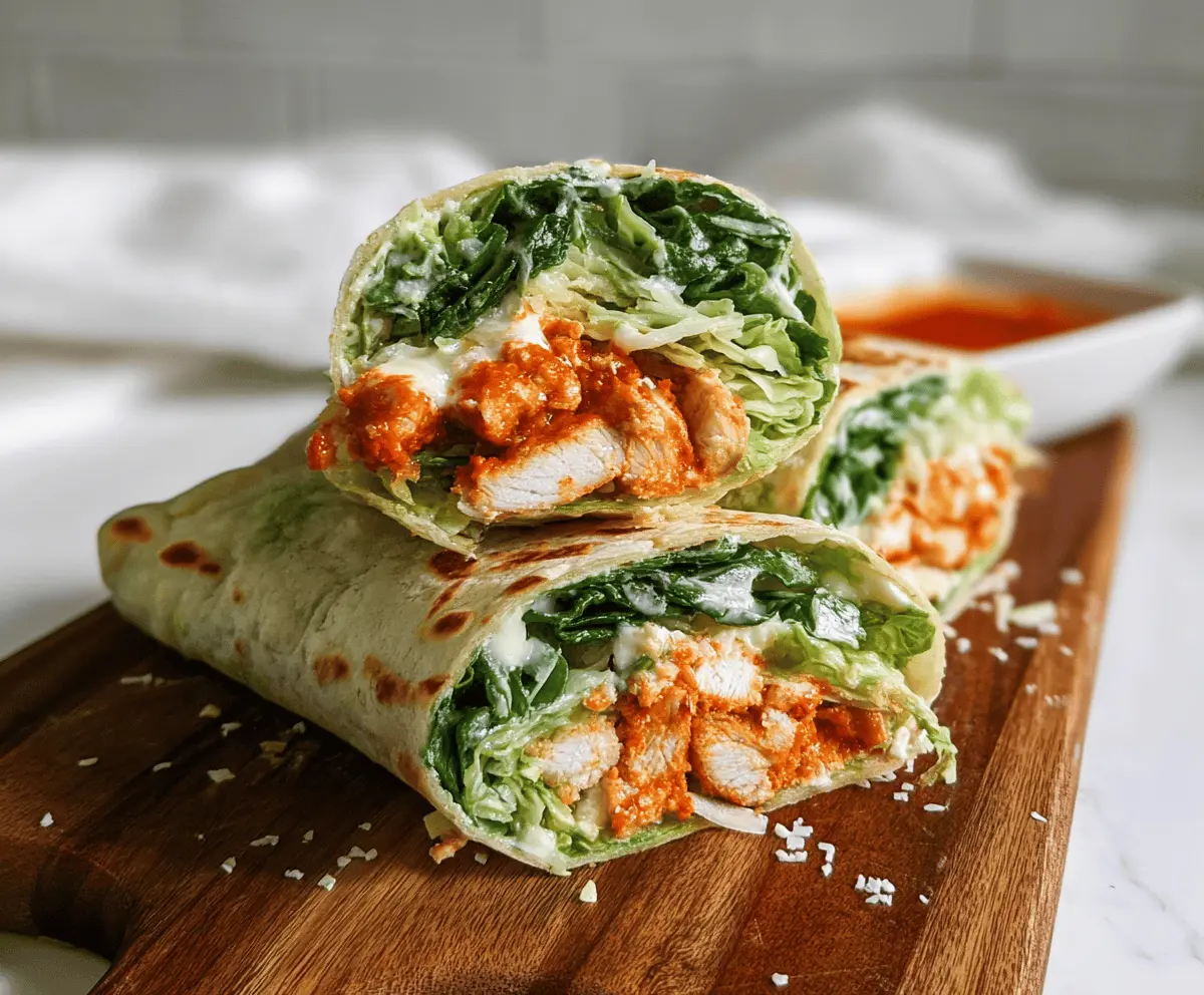 Easy Buffalo Chicken Caesar Salad Wraps