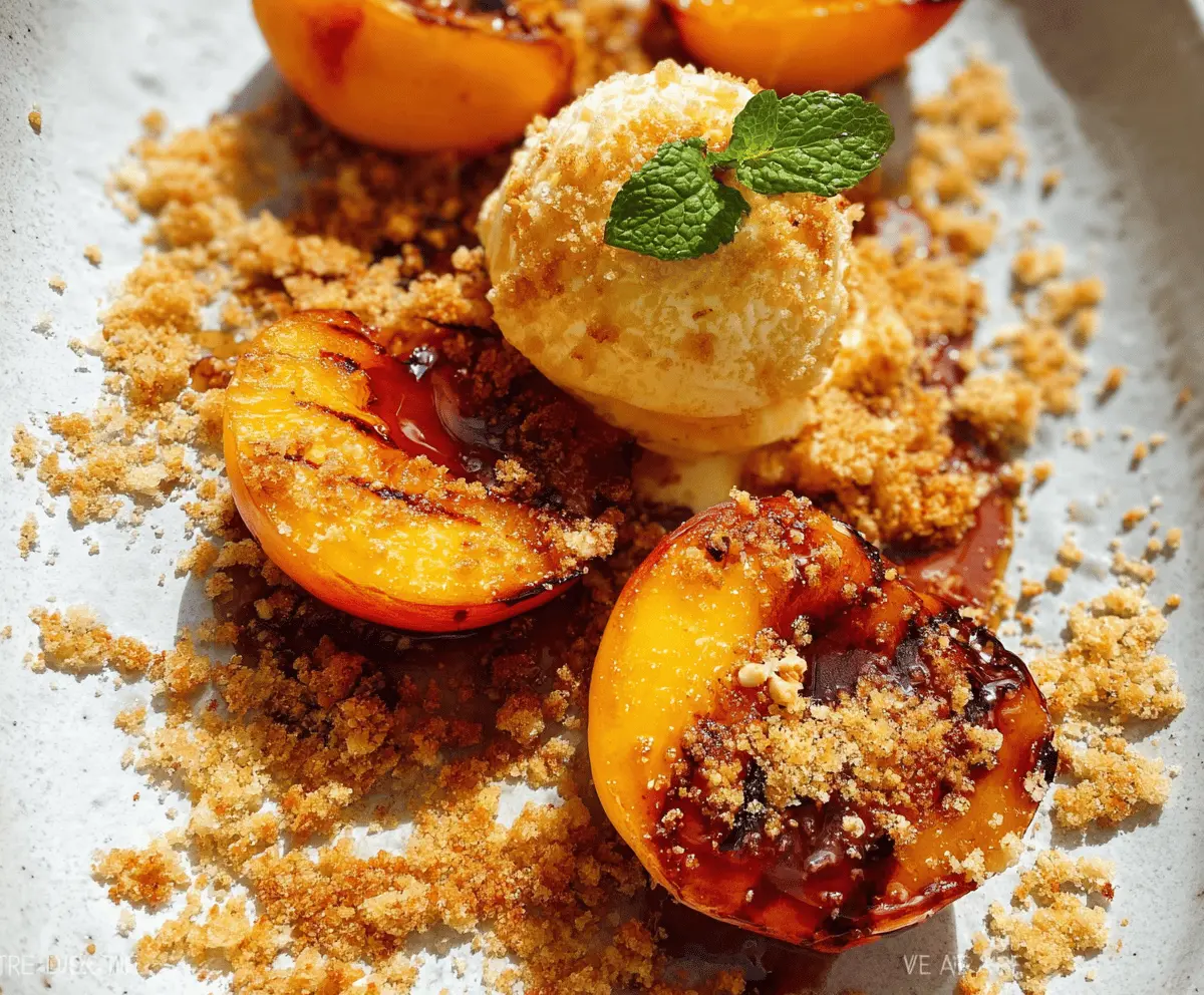 Easy Maple Grilled Peaches with Almond Cookie Crumbs