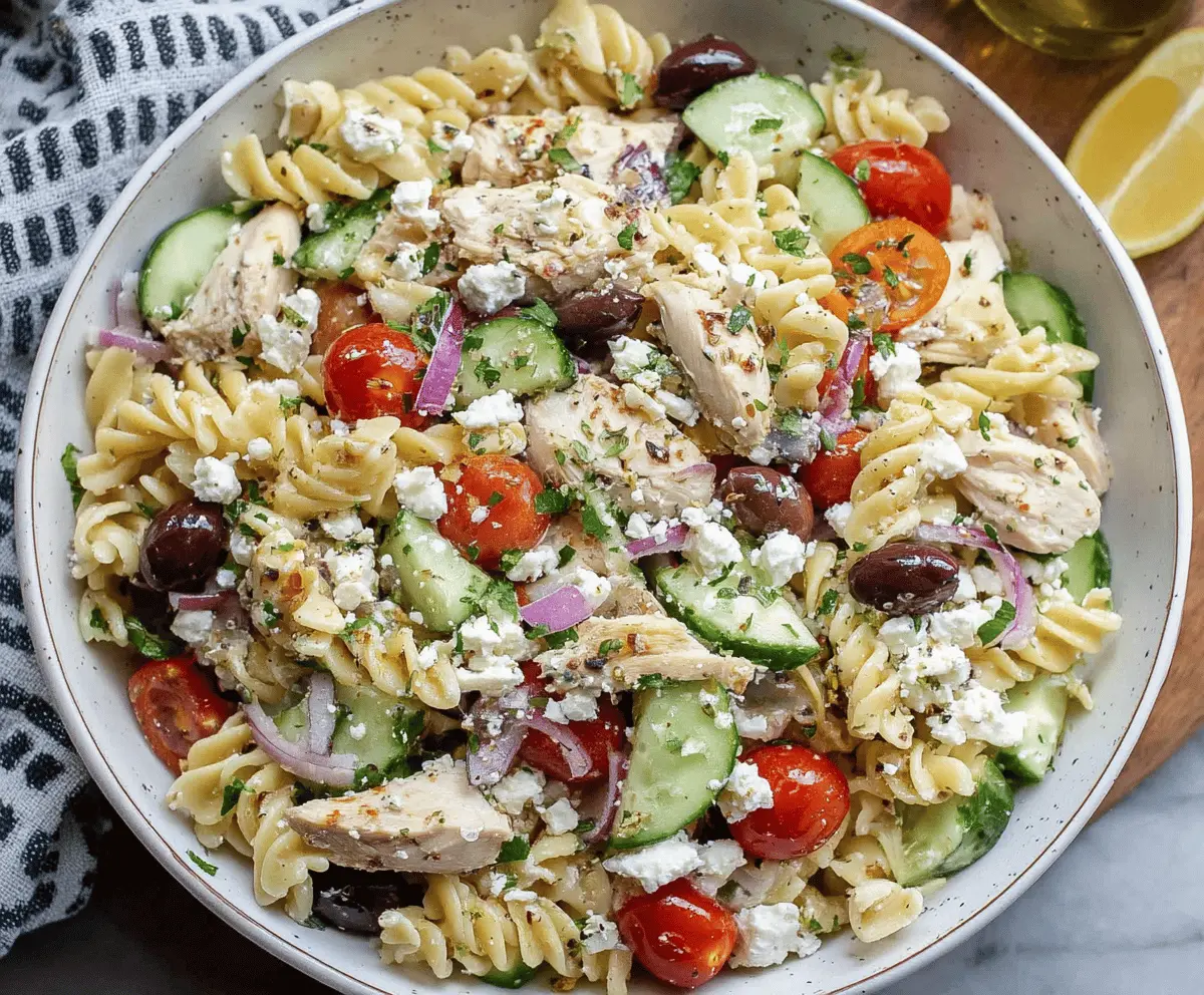 Easy Mediterranean Chicken Pasta Salad Recipe