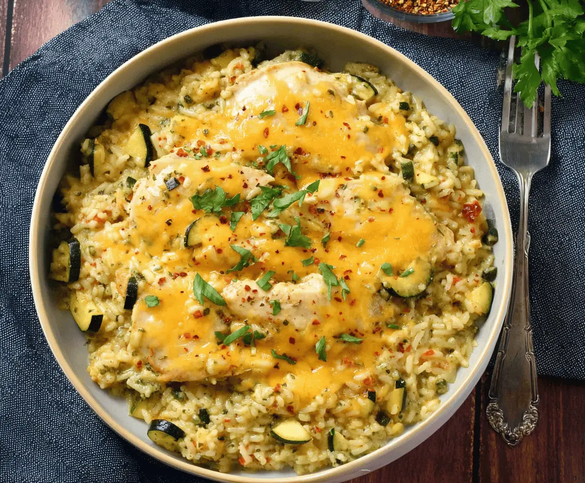 Easy One-Pot Cheesy Zucchini Chicken and Rice
