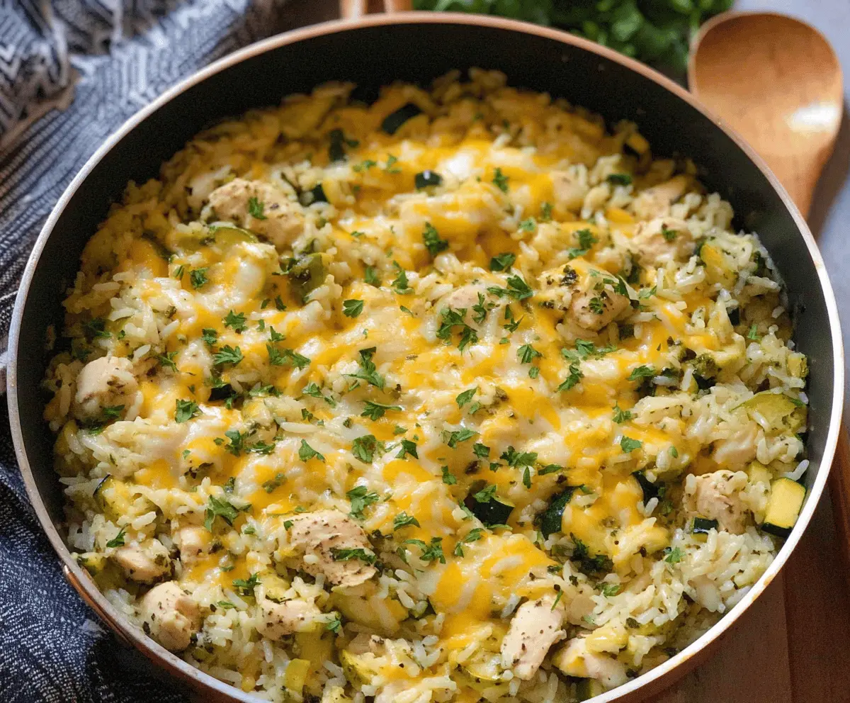Easy One-Pot Cheesy Zucchini Chicken and Rice