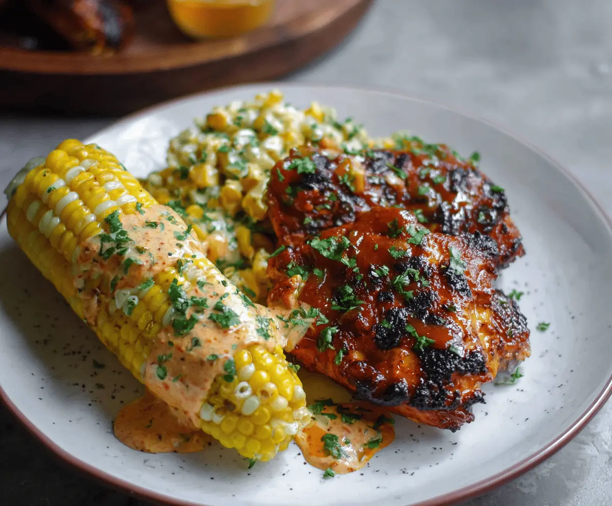 Chipotle BBQ Chicken with Creamy Grilled Corn