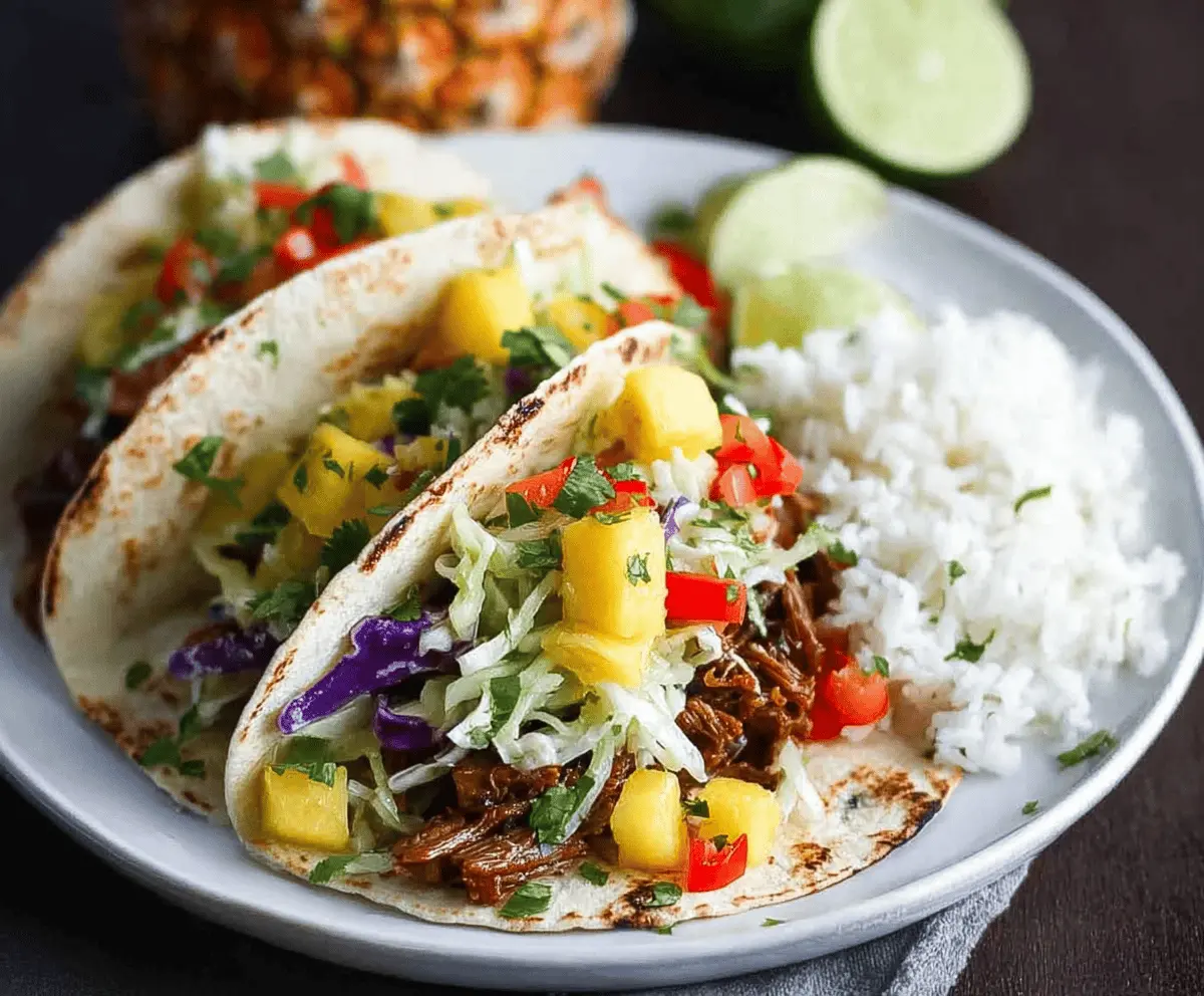 Hawaiian Pork Fajitas with Pineapple Slaw and Coconut Rice
