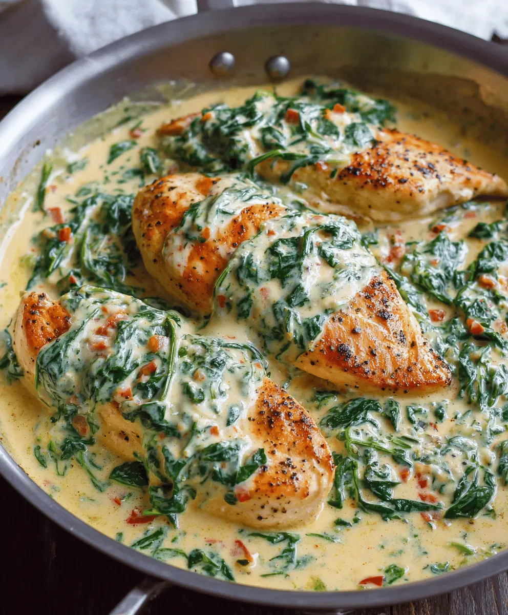 Creamy Spinach Parmesan Chicken Breast Recipe