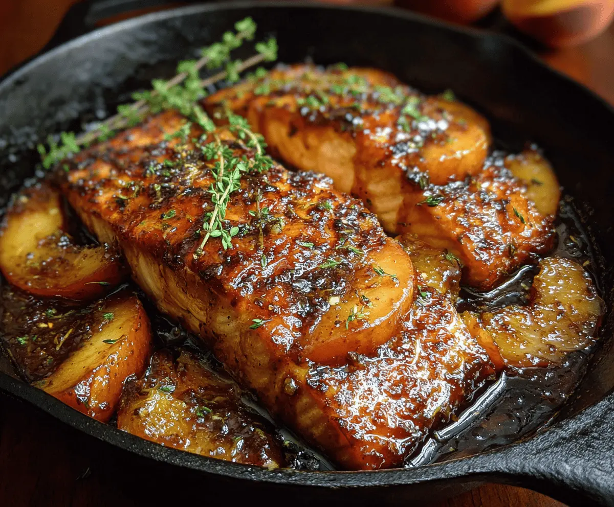 Easy Bourbon Peach Glazed Salmon Recipe