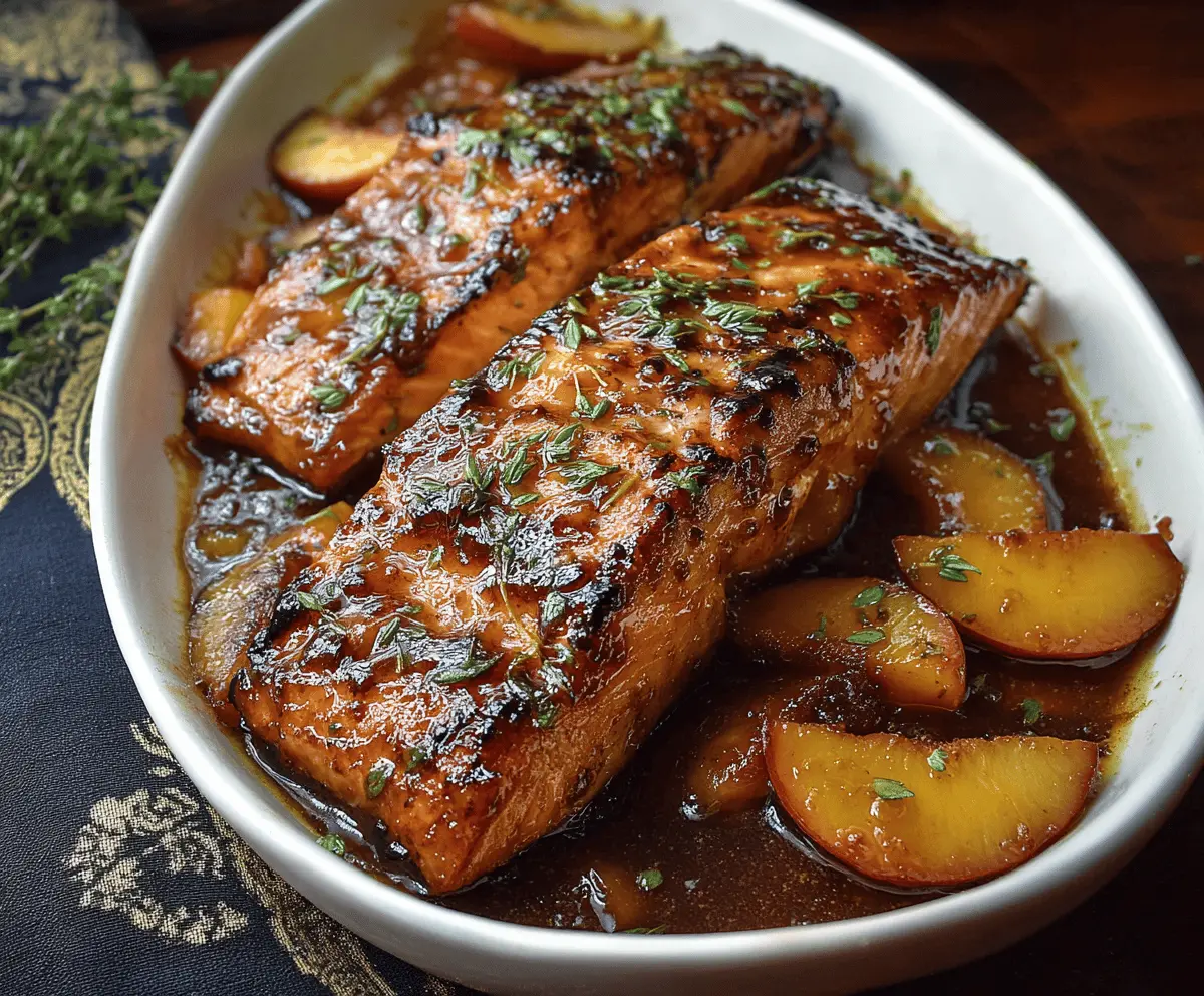 Easy Bourbon Peach Glazed Salmon Recipe