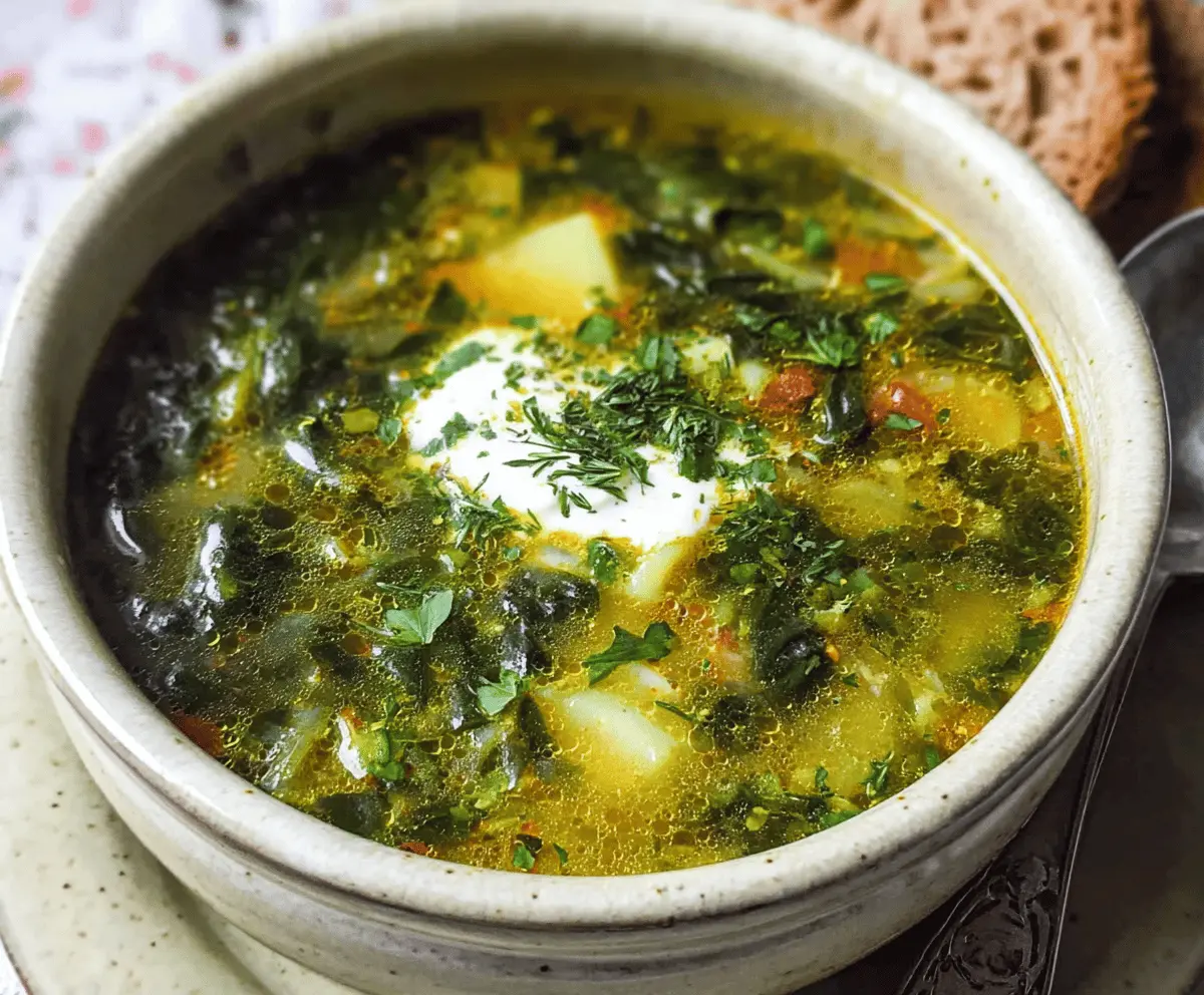 Easy Green Borscht Spinach Soup Recipe
