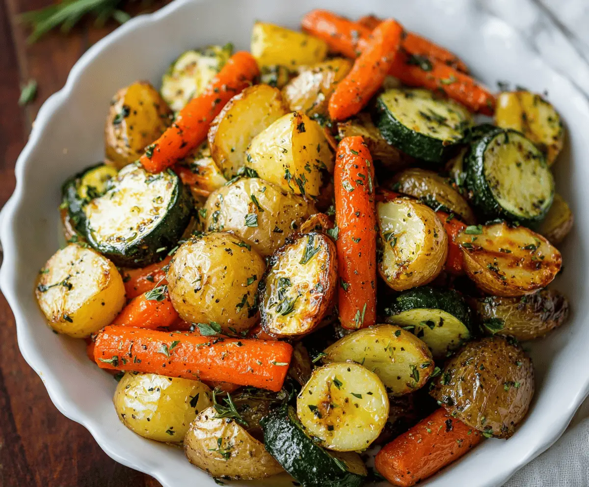 Garlic Herb Roasted Potatoes, Carrots & Zucchini