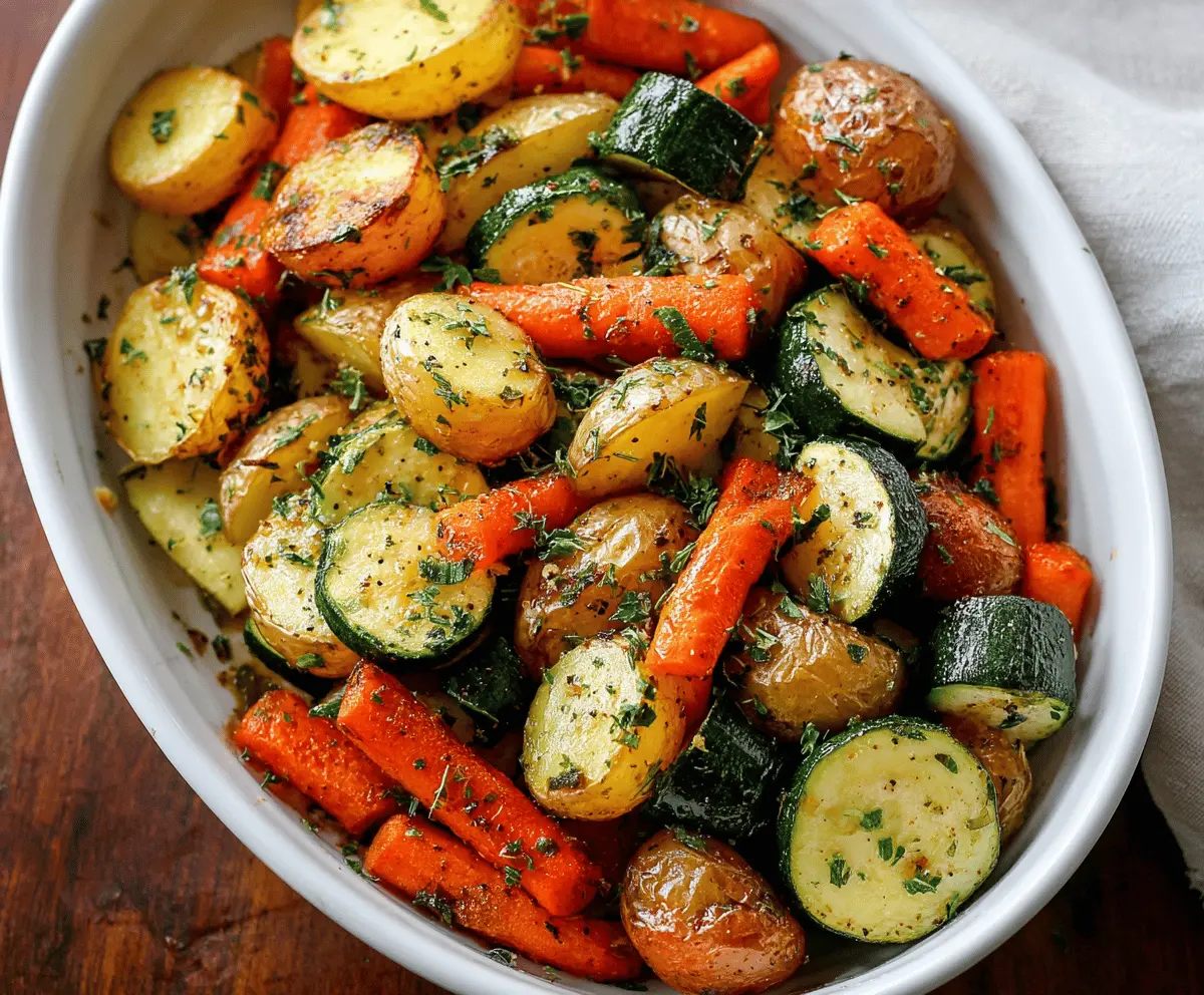 Garlic Herb Roasted Potatoes, Carrots & Zucchini