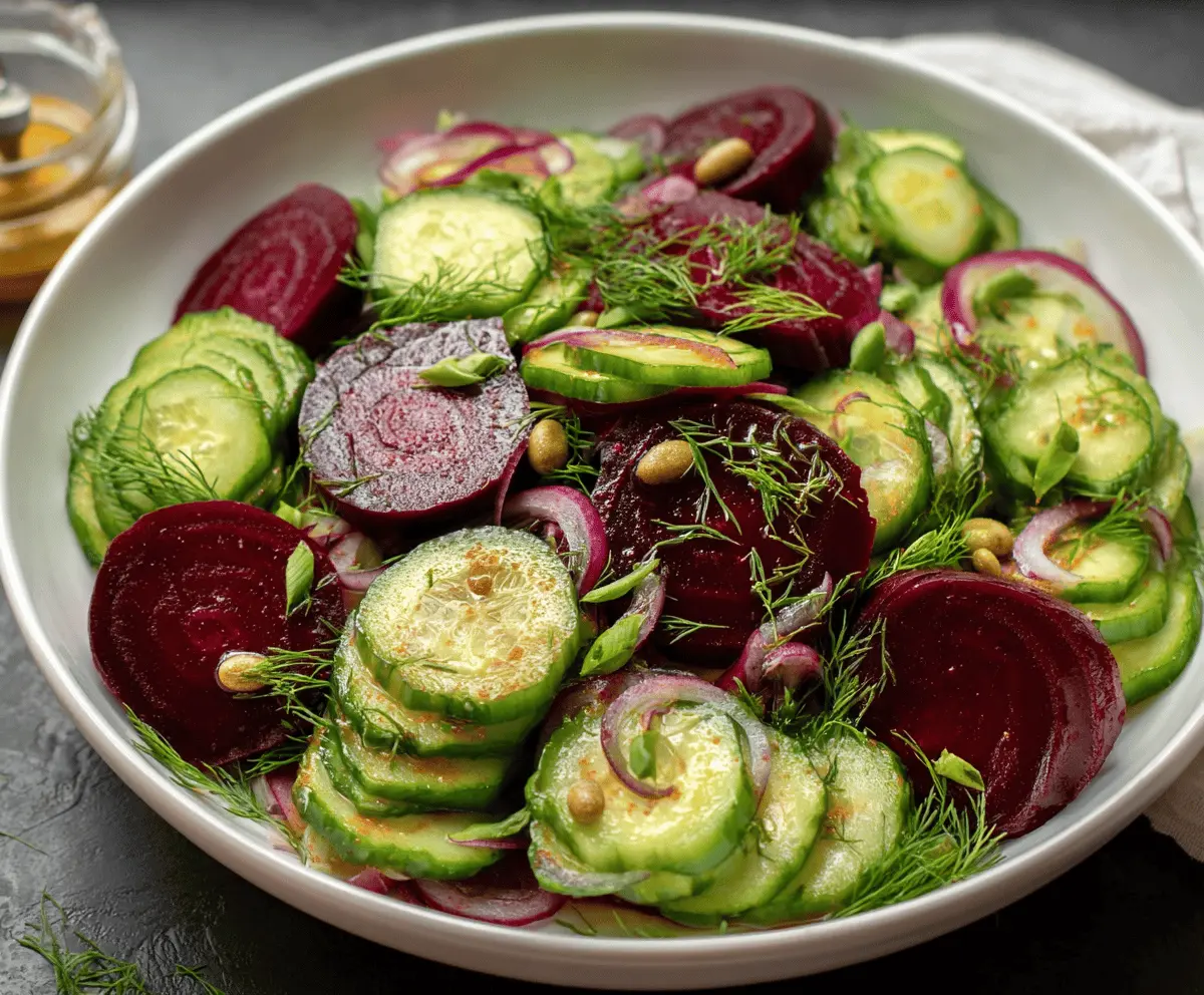 Fresh Cucumber and Beetroot Salad with Herbs