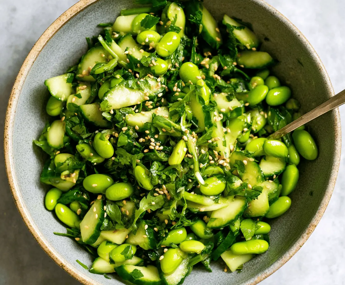 Refreshing Cucumber Edamame Salad with Ginger Dressing