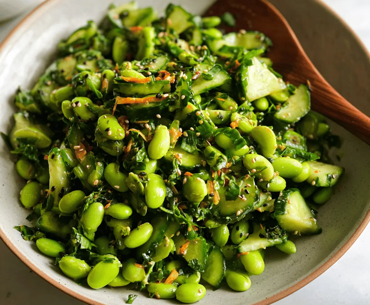 Refreshing Cucumber Edamame Salad with Ginger Dressing