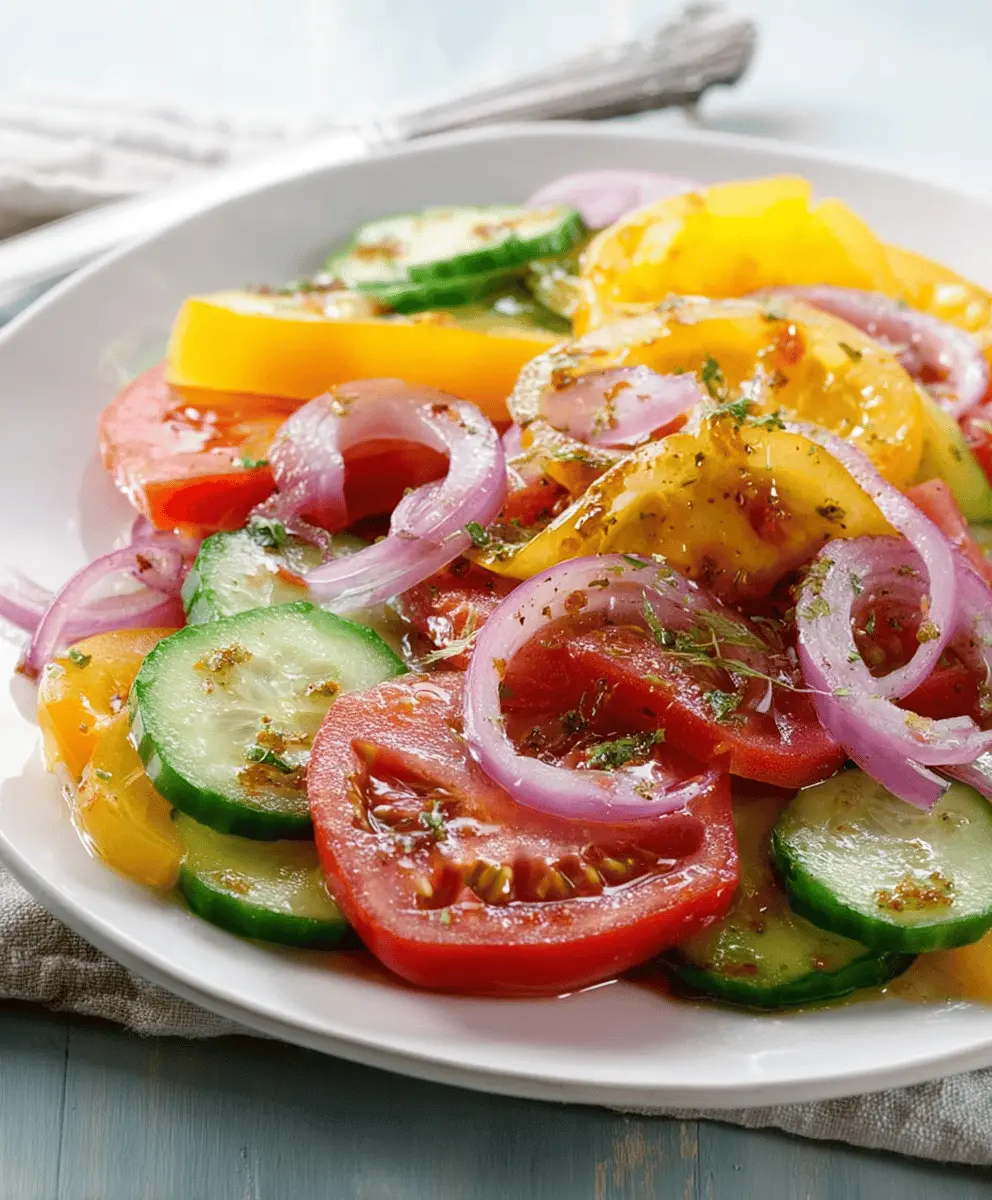 Fresh Cucumber and Heirloom Tomato Salad with Red Onions