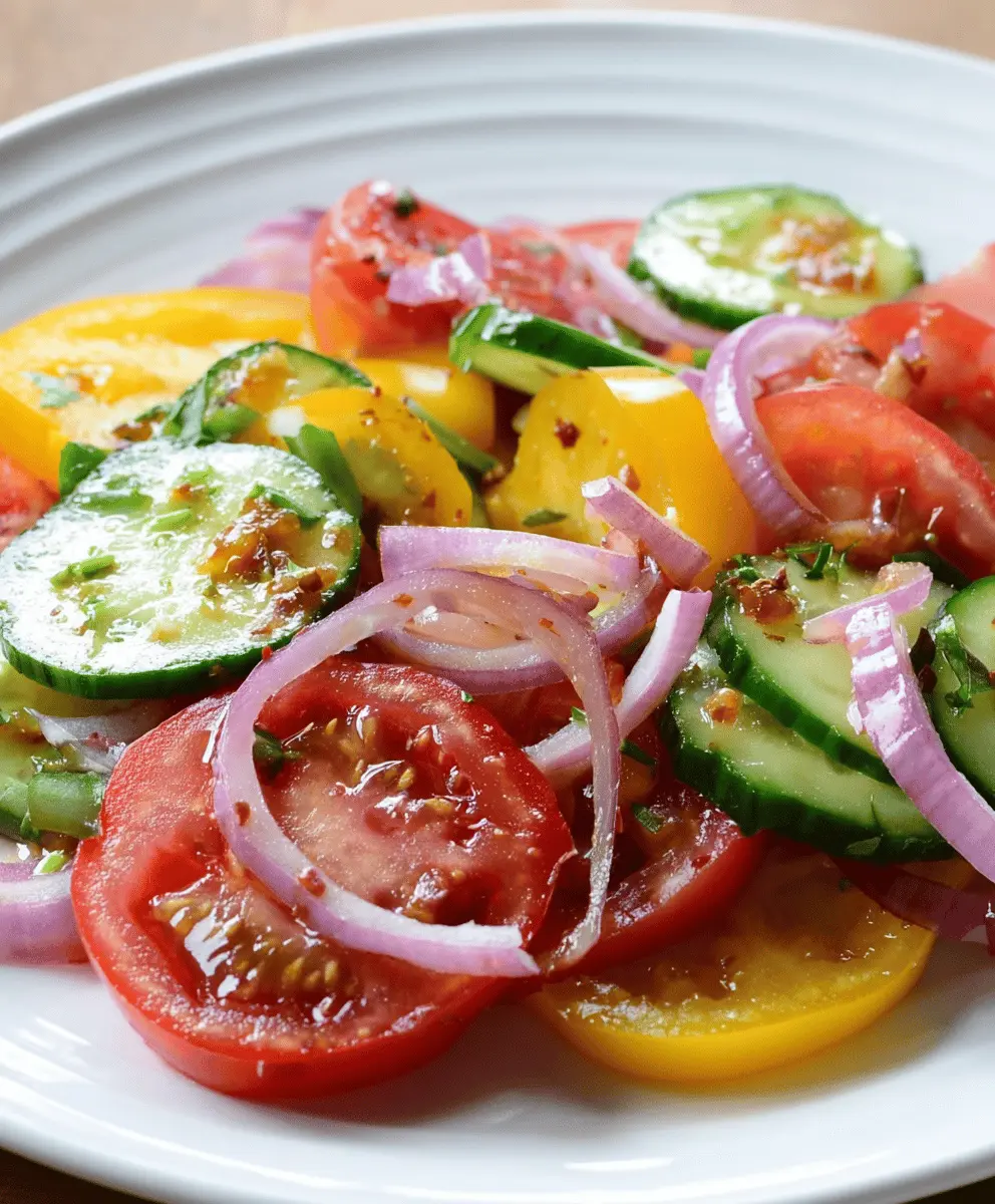 Fresh Cucumber and Heirloom Tomato Salad with Red Onions