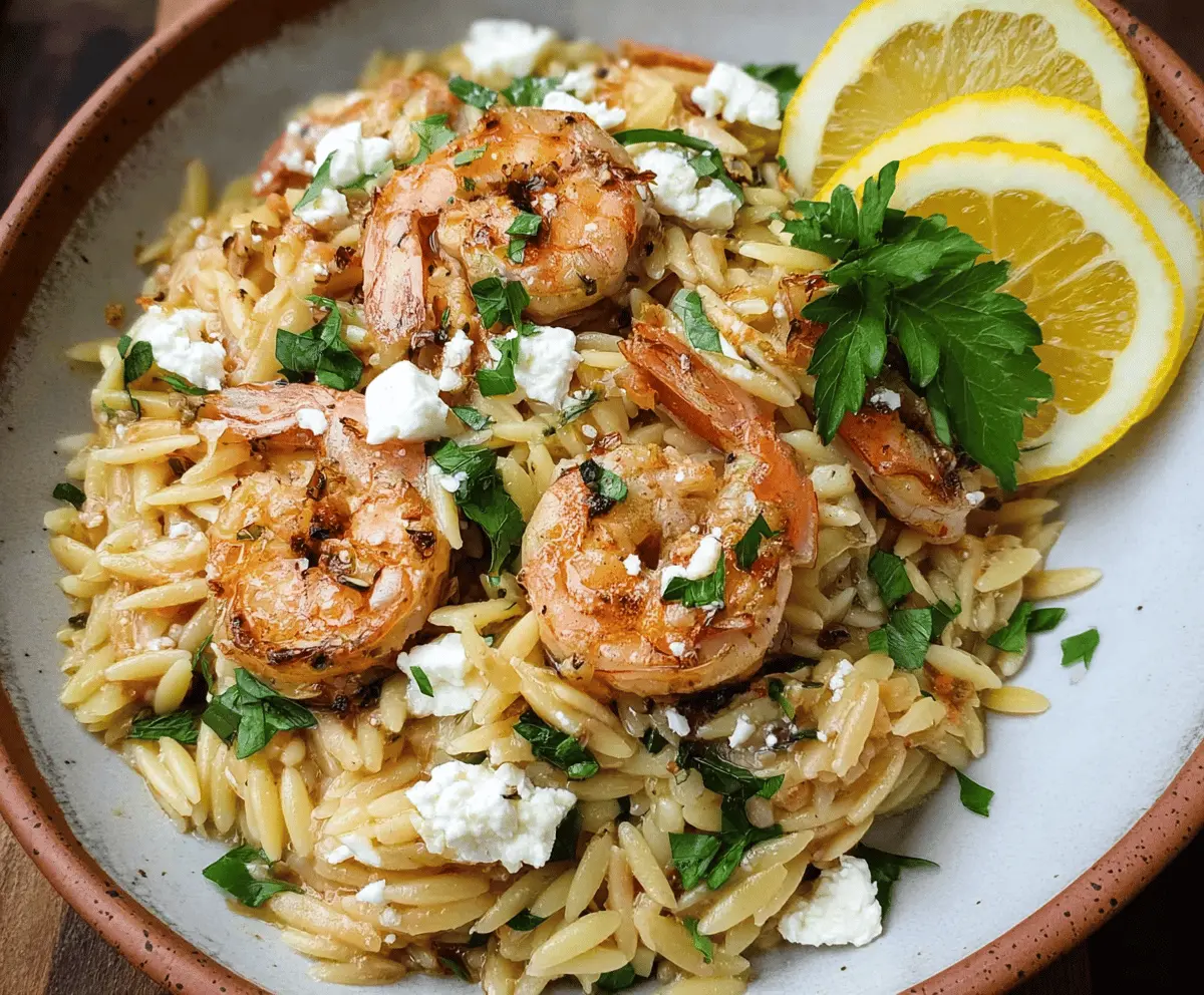 Easy Lemon Feta Orzo with Garlic Shrimp