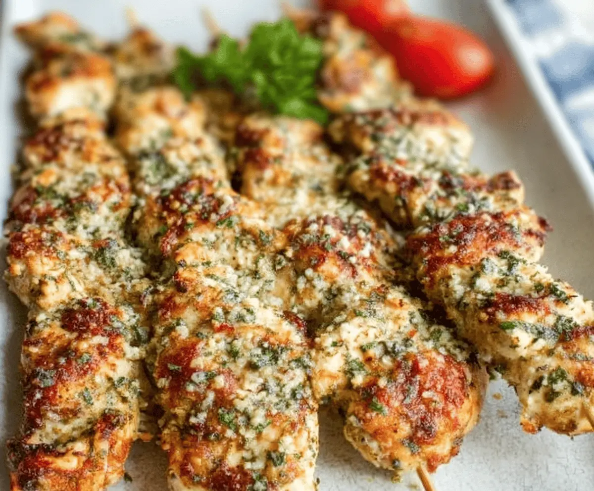Easy Ranch Garlic Parmesan Chicken Skewers