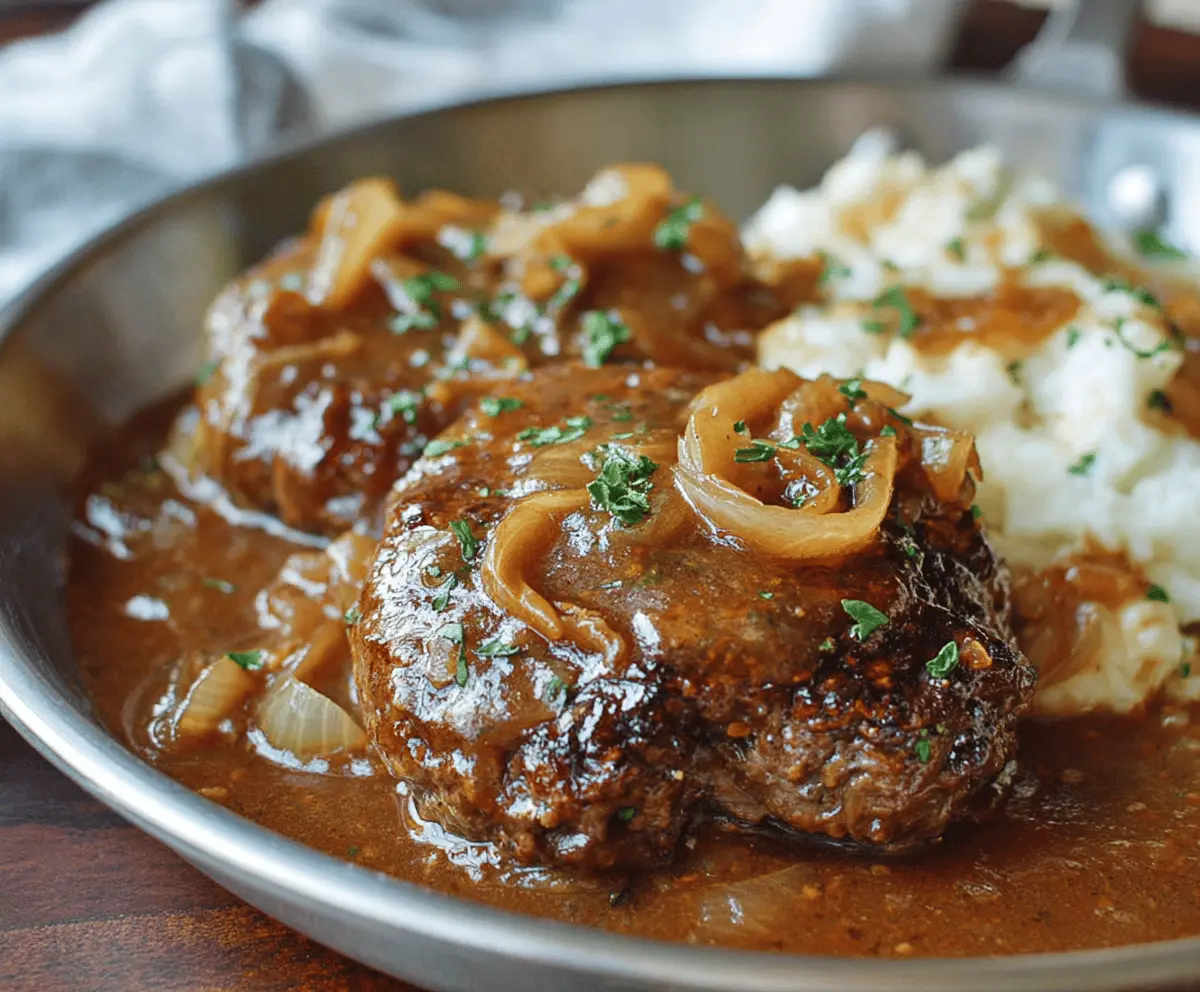 Juicy Homestyle Hamburger Steaks with Onion Gravy