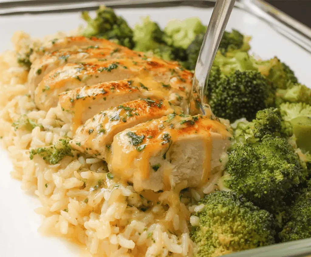 Delicious chicken breast and broccoli served with Knorr rice, a healthy and flavorful meal option.