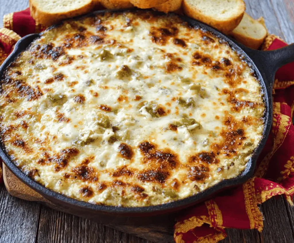 Creamy and flavorful Cheesy Hatch Green Chile Dip served in a bowl, perfect for dipping tortilla chips or vegetables