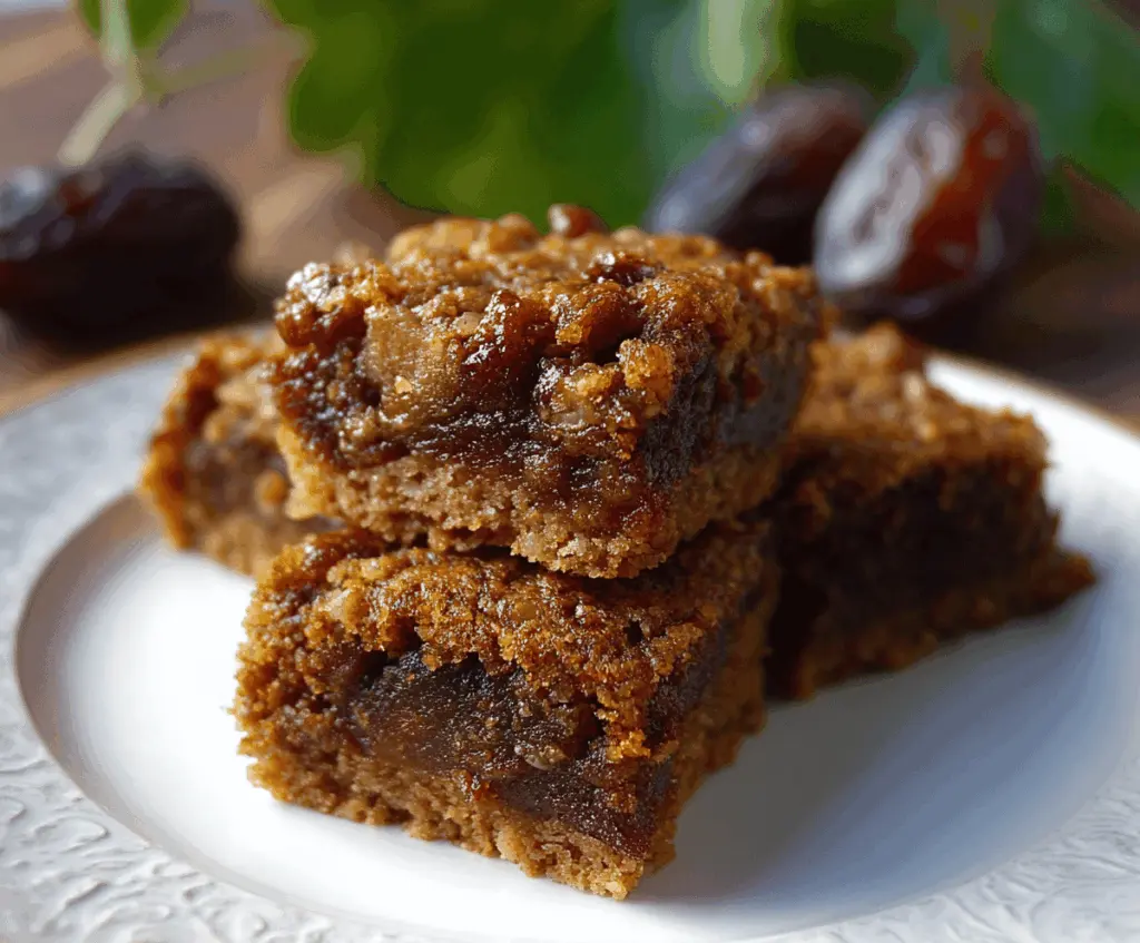 Delicious homemade date and apple squares, a healthy fruit dessert recipe with fresh apples and sweet dates