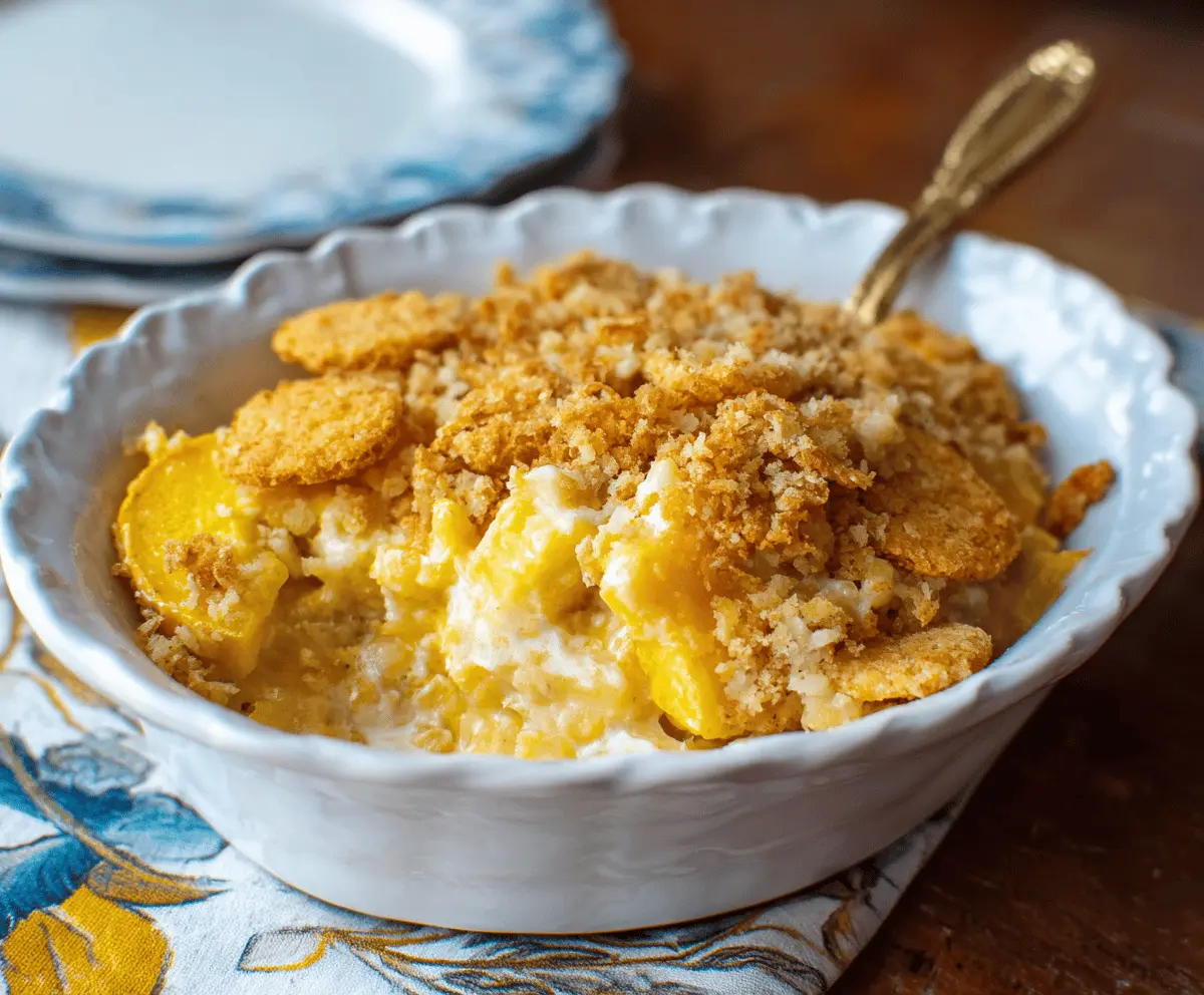 Easy Slow Cooker Squash Casserole With Ritz Crackers