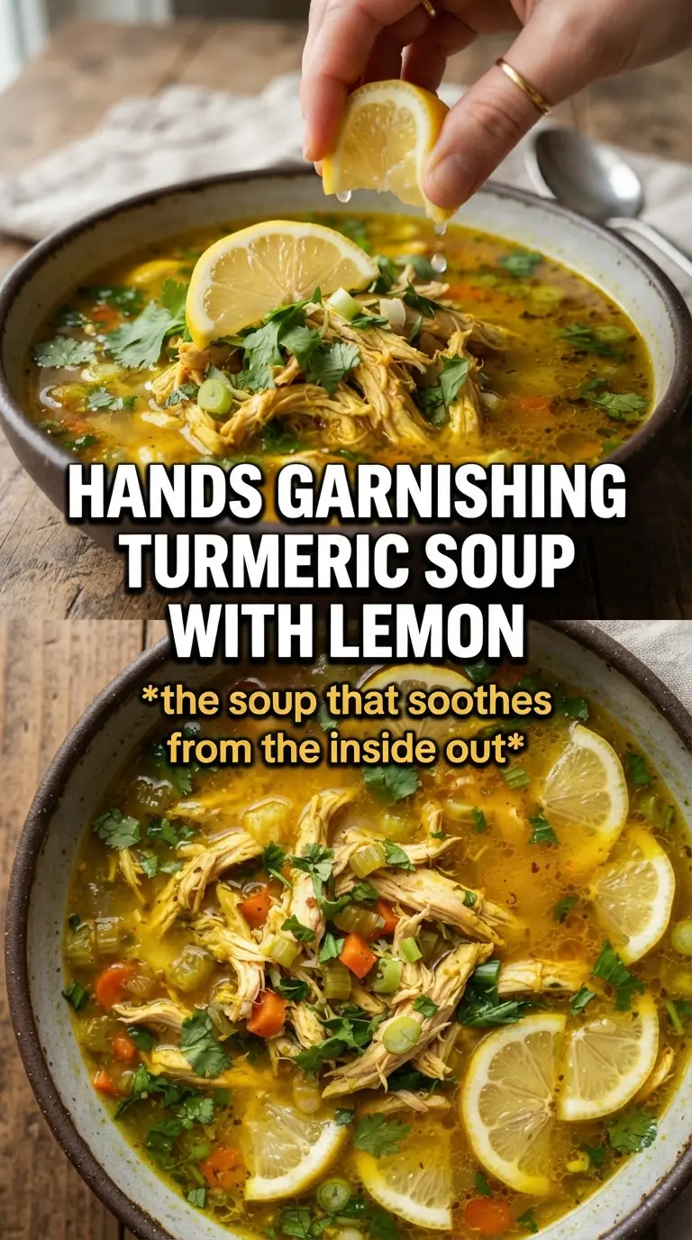 Anti-Inflammatory Turmeric Chicken Soup golden broth ginger parsley