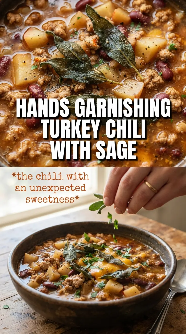 Apple Sage Turkey Chili autumn chili, white beans, sage