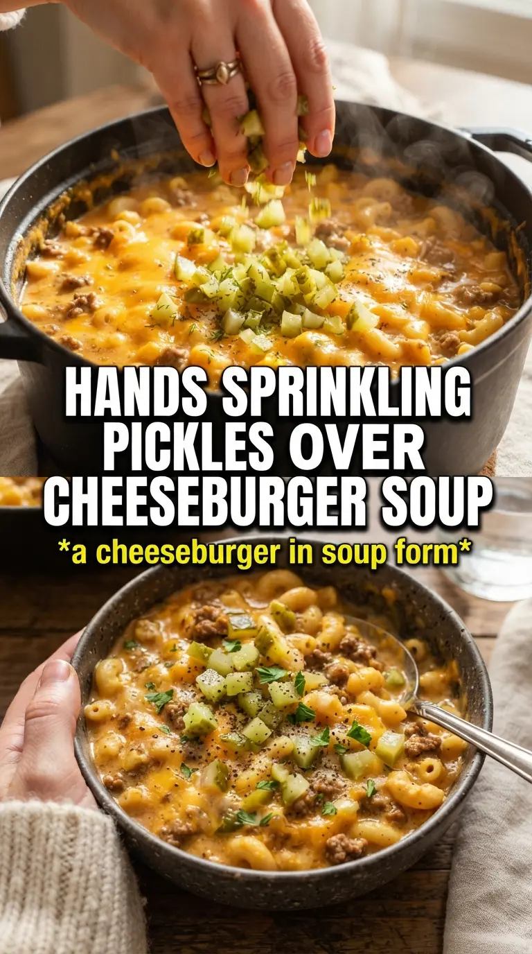 Cheeseburger Macaroni Soup creamy beefy cheesy