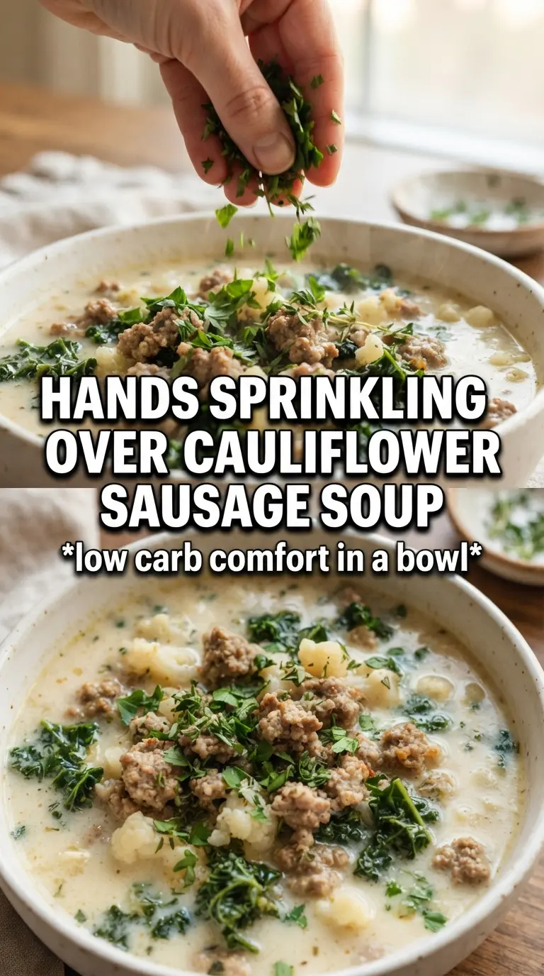Creamy Cauliflower Sausage Kale Soup creamy hearty comforting
