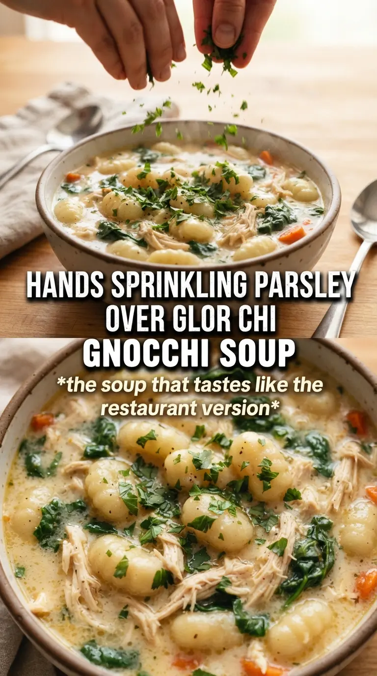 Creamy Garlic Chicken Gnocchi Soup creamy pillowy comforting