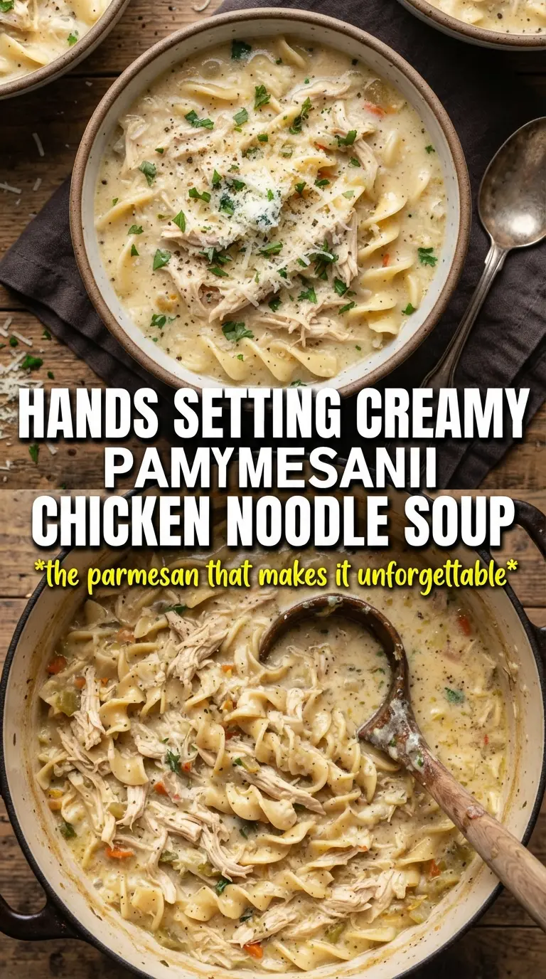 Creamy Parmesan Chicken Noodle Soup creamy comforting savory