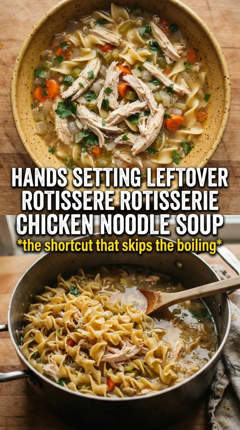 Leftover Rotisserie Chicken Noodle Soup golden broth hearty